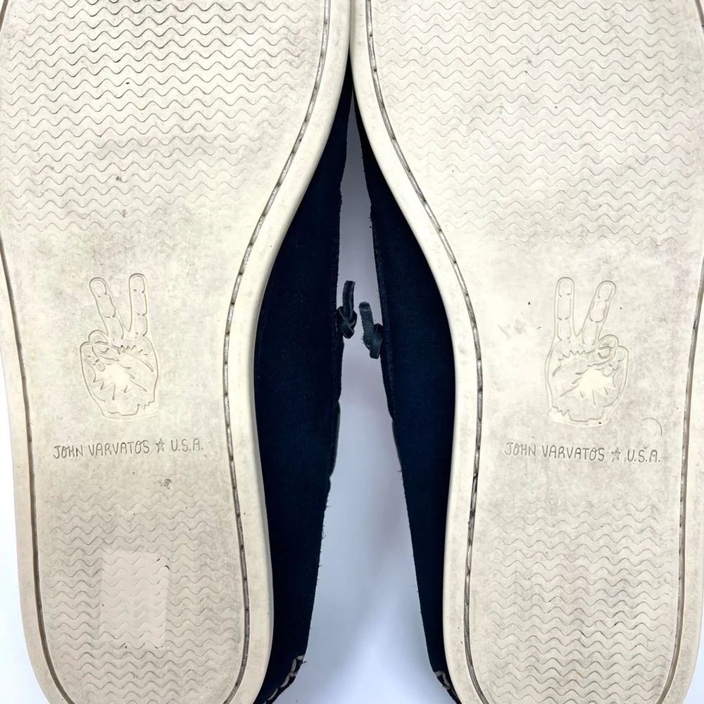 John Varvatos Men's suede navy boat shoes size 12